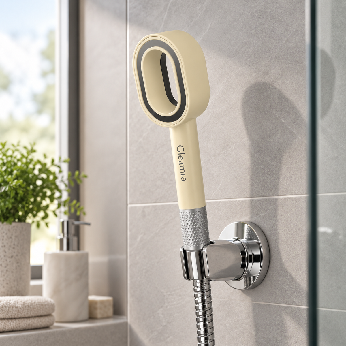 Gleamra Filtered Shower Head – Hard Water Limescale Filter, Includes 1 Cartridge, Fits Standard G1/2 Hose