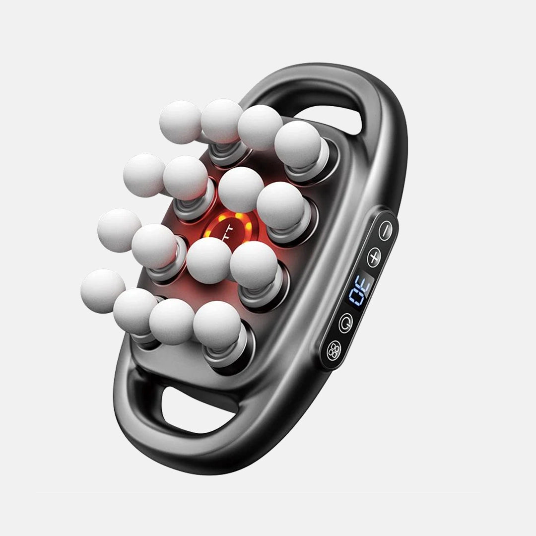 Adjustable Deep Tissue Massage Gun with 12 Heads, 30 Speeds & Red Light Therapy