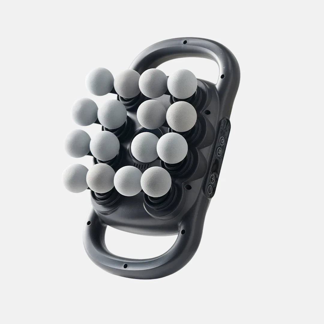 Adjustable Deep Tissue Massage Gun with 12 Heads, 30 Speeds & Red Light Therapy