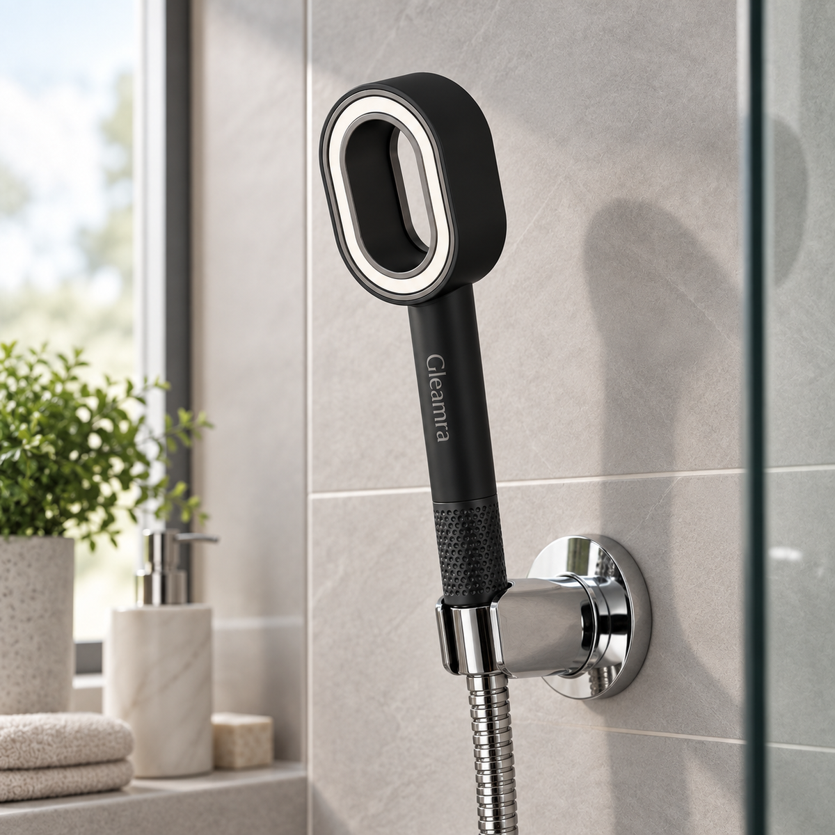 Gleamra Filtered Shower Head – Hard Water Limescale Filter, Includes 1 Cartridge, Fits Standard G1/2 Hose