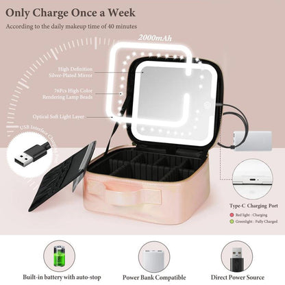 3-in-1 LED Vanity Makeup Bag with Mirror