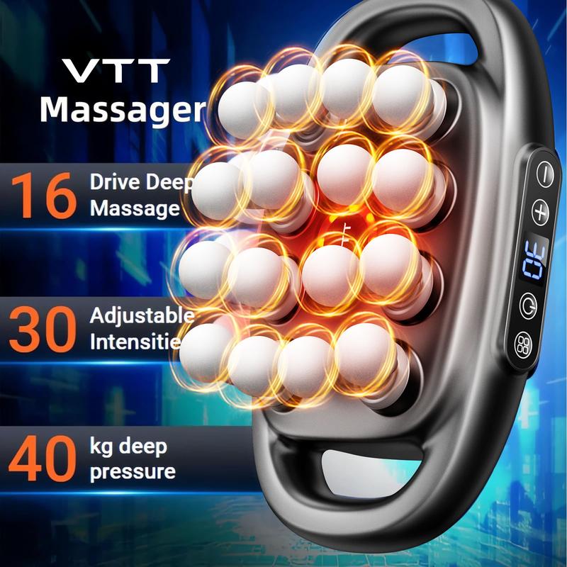 Adjustable Deep Tissue Massage Gun with 12 Heads, 30 Speeds & Red Light Therapy